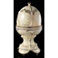 Egg-shaped ceramic container with openable top, with wheels, with built-in piston, with original Swarovski crystals. Color: cream color, gold, platinum