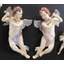 Large, suspended ceramic angel, with flower, painted porcelain