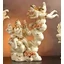 Cloud-shaped ceramic ornament with angels and with lamp. Color: cream color, gold