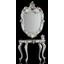 Ceramic console, with mirror with flowers. Color: white, platinum