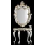 Ceramic console, with mirror with 2 angels with flower. Color: white, gold, platinum