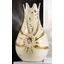 Medium size ceramic lamp, with original Swarovski crystals, with built-in lighting (3 pcs), with glass. Color: cream color, gold