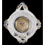 Ceramic wall clock with flowers. Color: white, gold, platinum