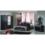 DI Lara bedroom - black-silver with 180x200 cm bed, with 6-doors cabinet