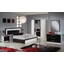 DI Miami bedroom - white-black with 180x200 cm bed, with 4-doors cabinet