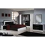 DI Miami bedroom - white-black with 180x200 cm bed, with 6-doors cabinet