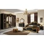 Barocco Italian style bedroom set in black-gold colour, with 6-doors wardrobe and 180 cm bed