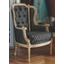 Bergère Armchair, Louis XVI. style “bergère”, “capitonné”, with II. Cat. leather fabric